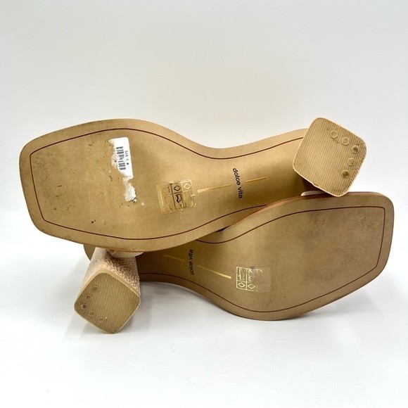 Dolce Vita Suede Leather Beige Tan Leopard Print Open Toe Heels Sandals 8 - Picture 11 of 15